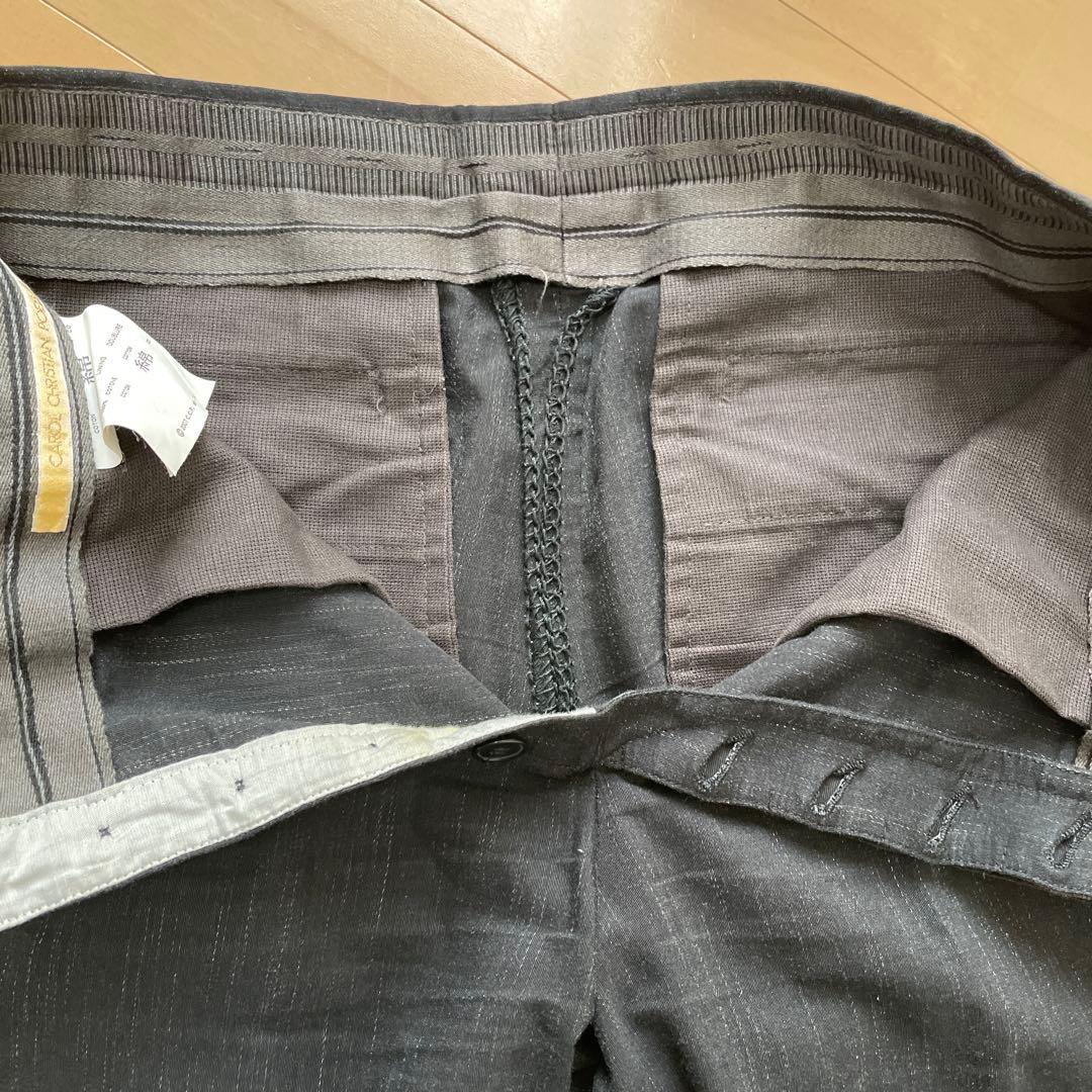 キャロルクリスチャンポエル　コットンスラックス　かすりストライプ　ダークグレー