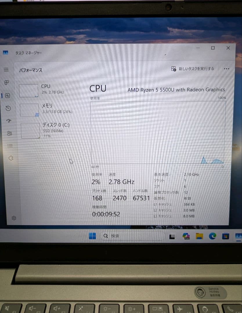 Thinkbook 14 Gen3 Ryzen5 5500U　画面汚れあり