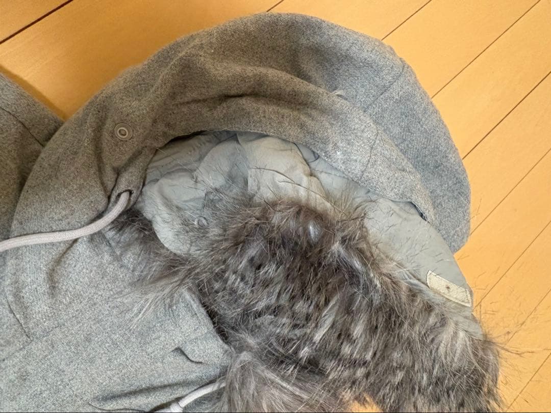 ノースフェイス ロングダウンコート ファー付 グレー S