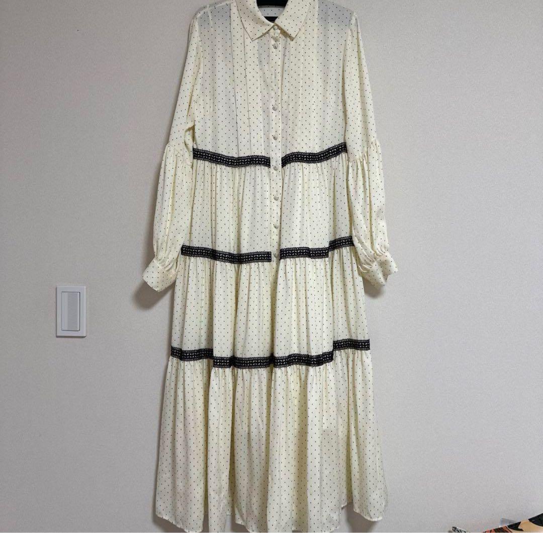 ⭐︎未使用タグ付☆ルルウィルビーピンドットブラウスワンピアイボリーサイズ2