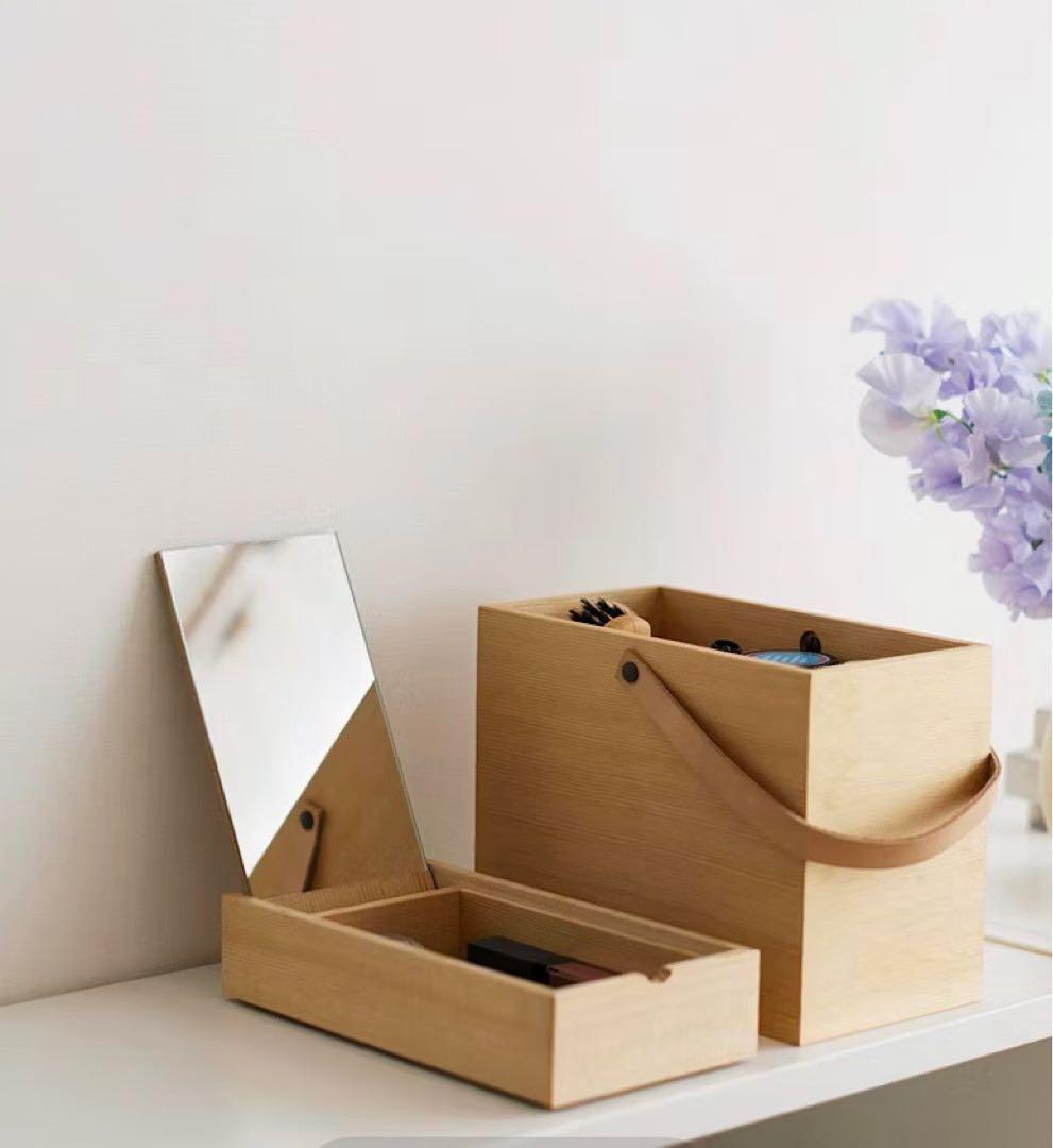 美品　北欧暮らしの道具店　木製ミラー付きメイクボックス