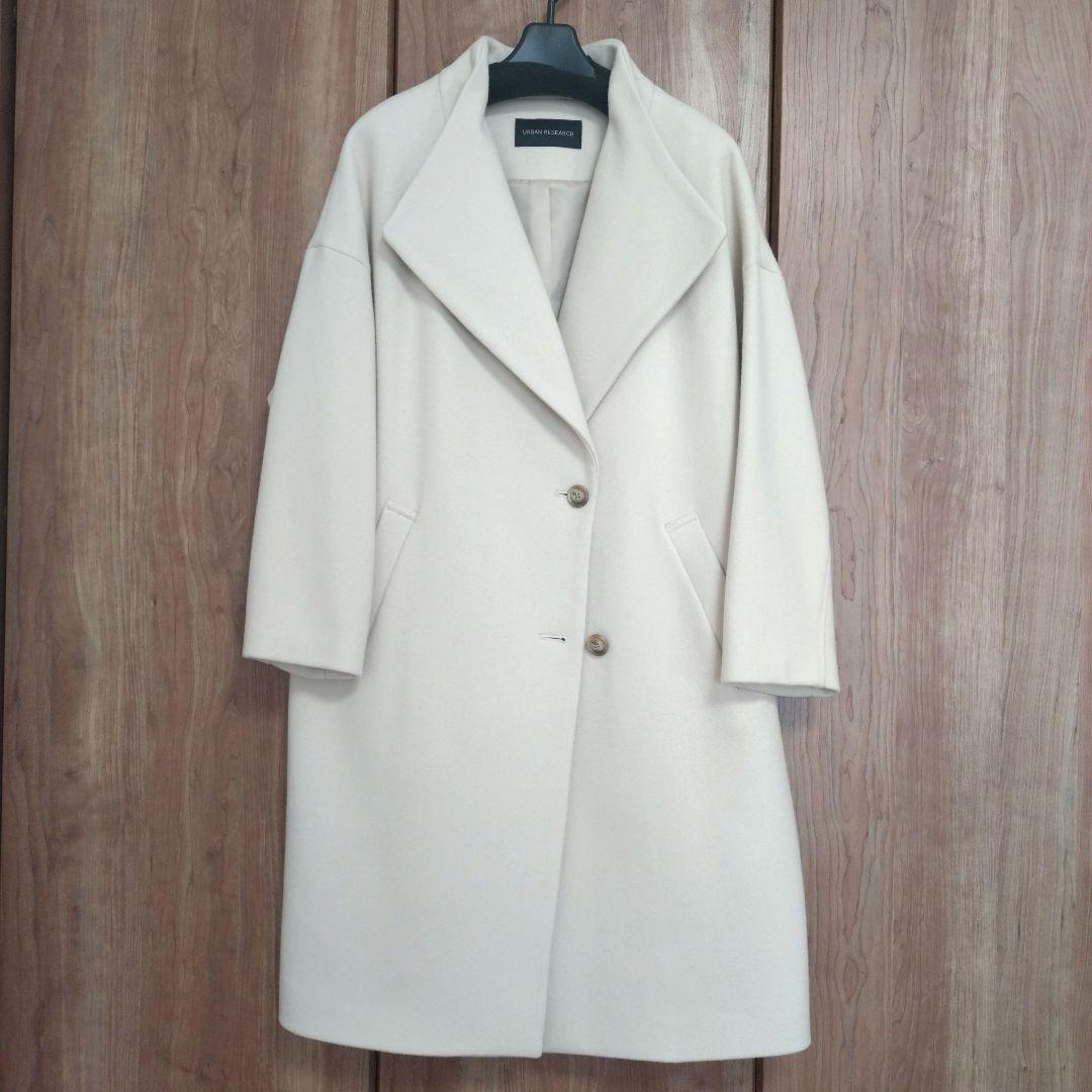 美品 アーバンリサーチ カシミヤウールコクーンコート ライトベージュ