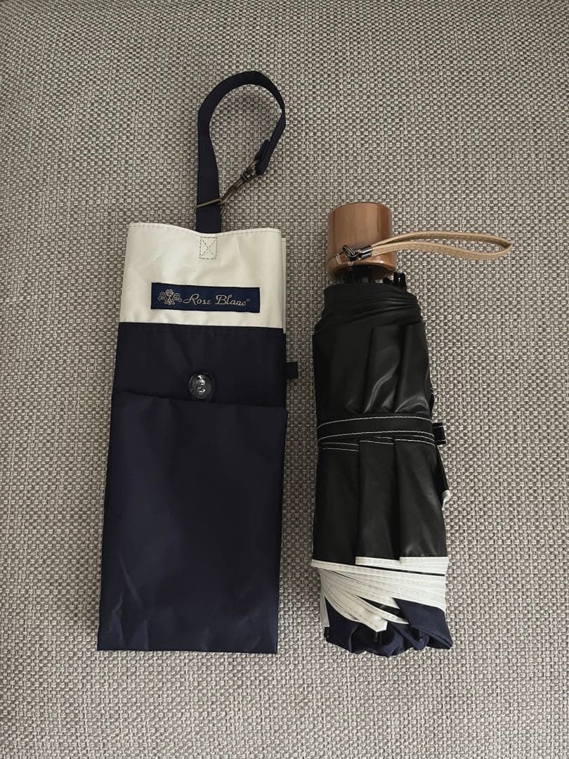 芦屋ロサブラン　ネイビー×アイボリー　折りたたみ傘 3段折り