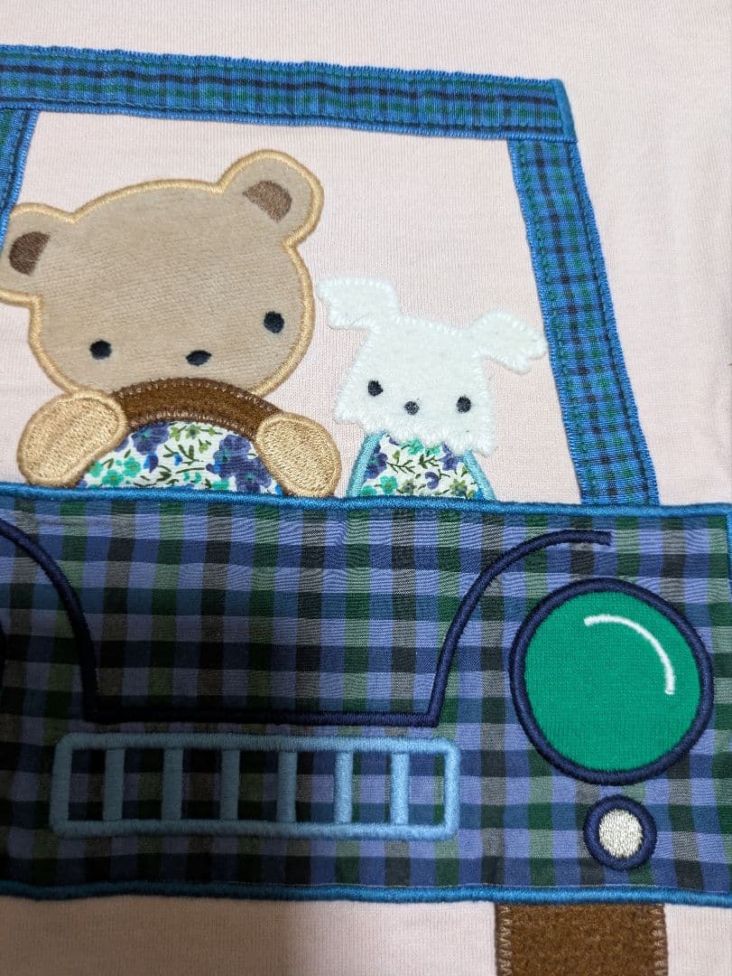 familiar クマと犬の刺繍Tシャツ