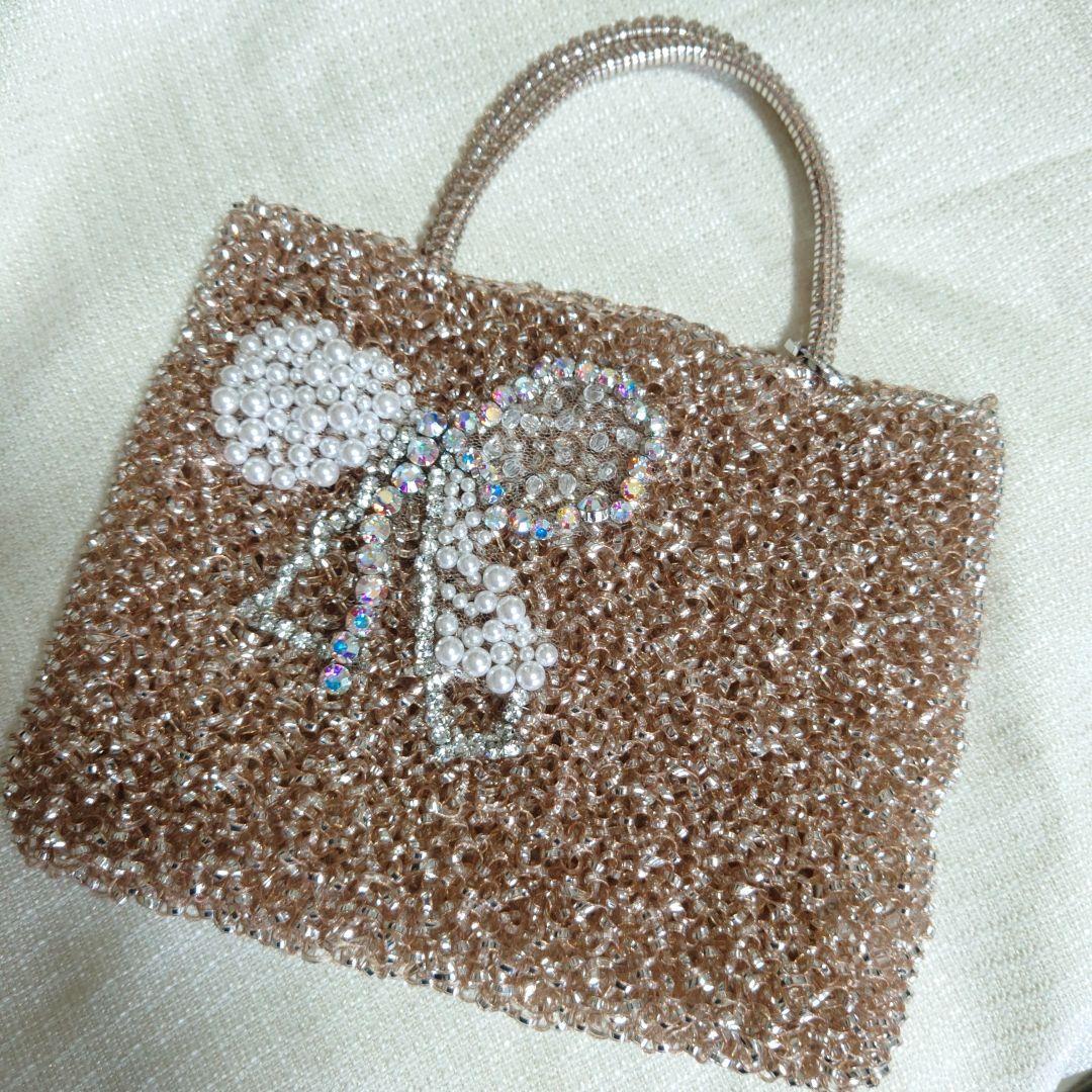 アンテプリマ　パーティーバッグ　ビーズ装飾　ベージュ