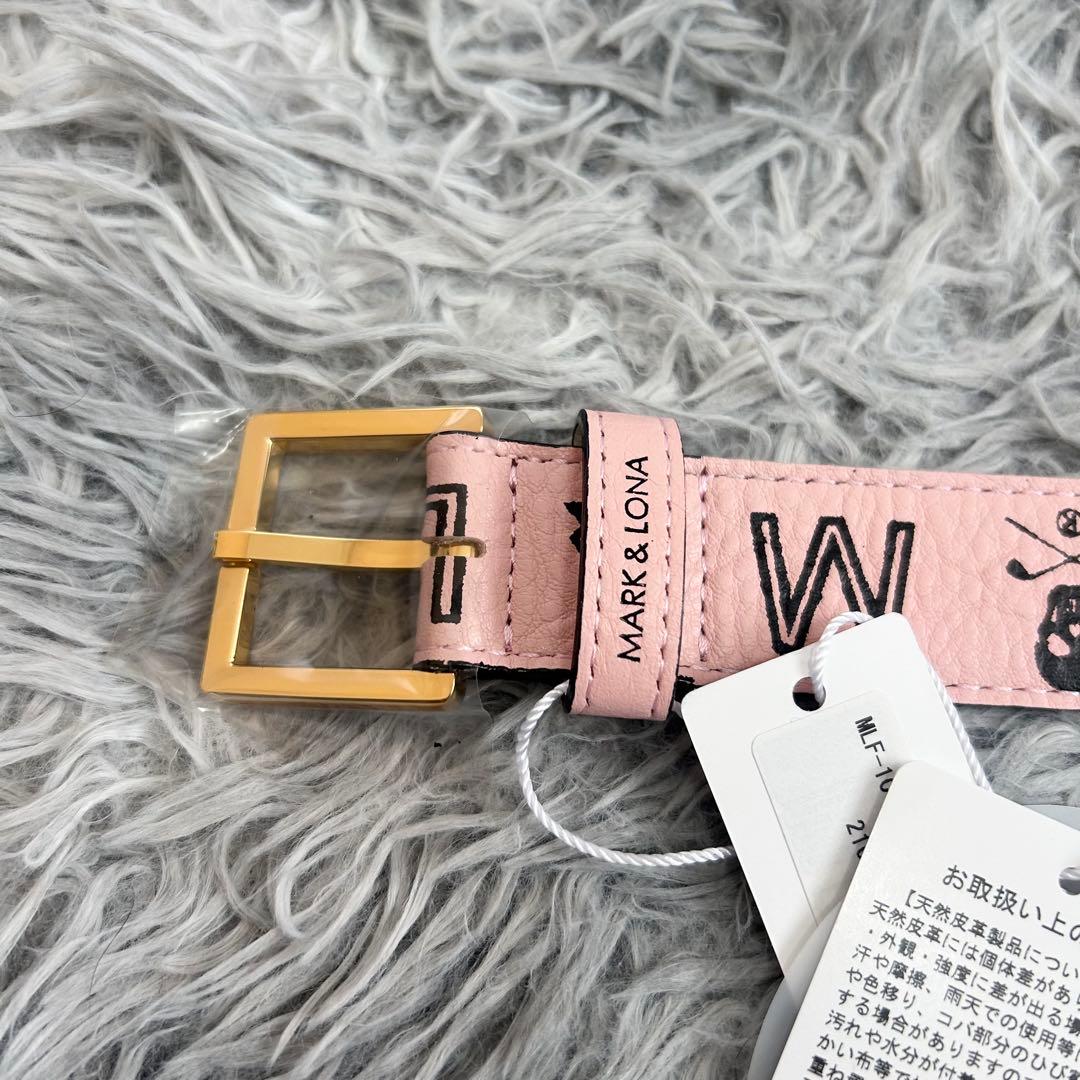 新品　マークアンドロナ　ベルト　牛皮　ピンク　レディース