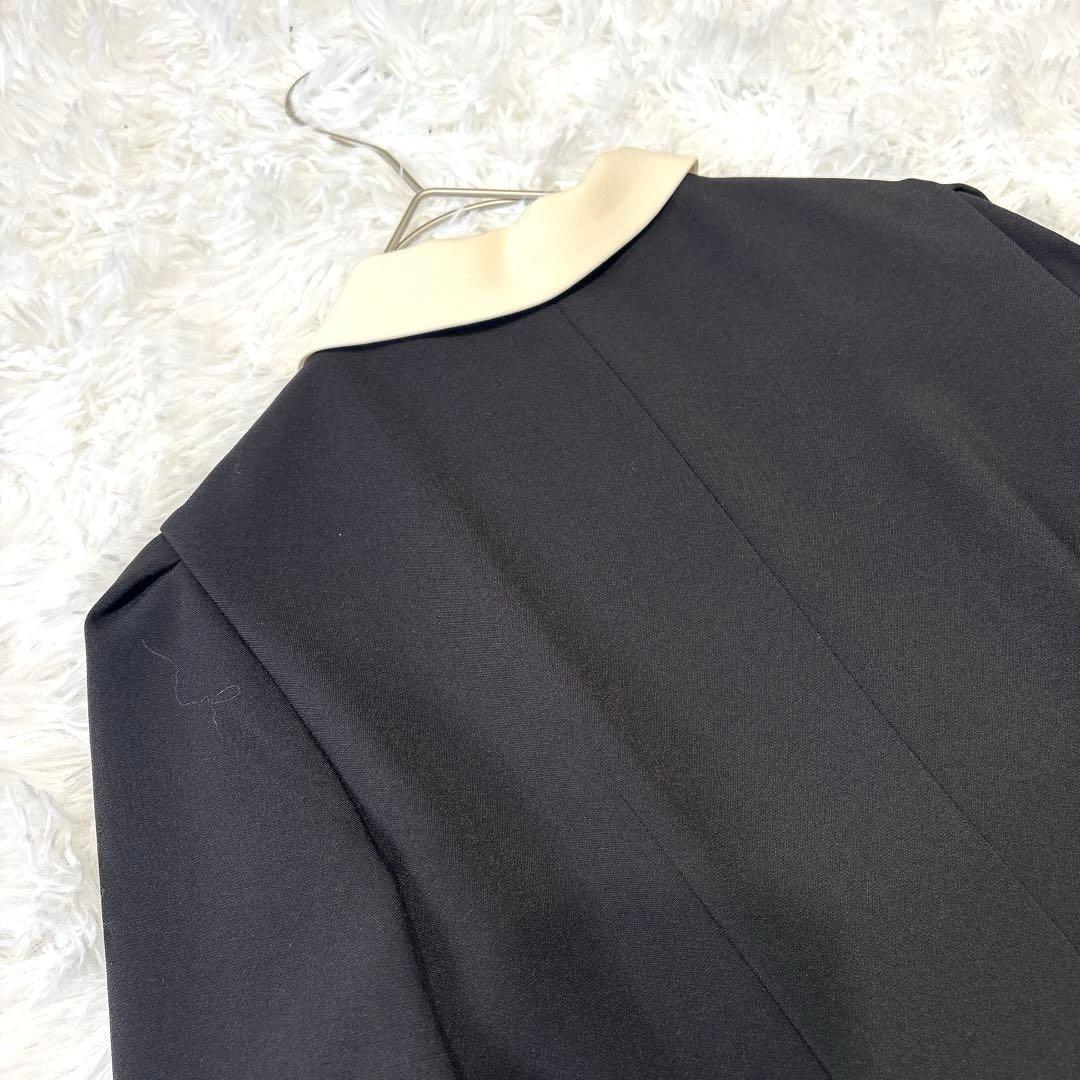 チェスティ バイカラー フリルワンピース S ロング 黒 生成り