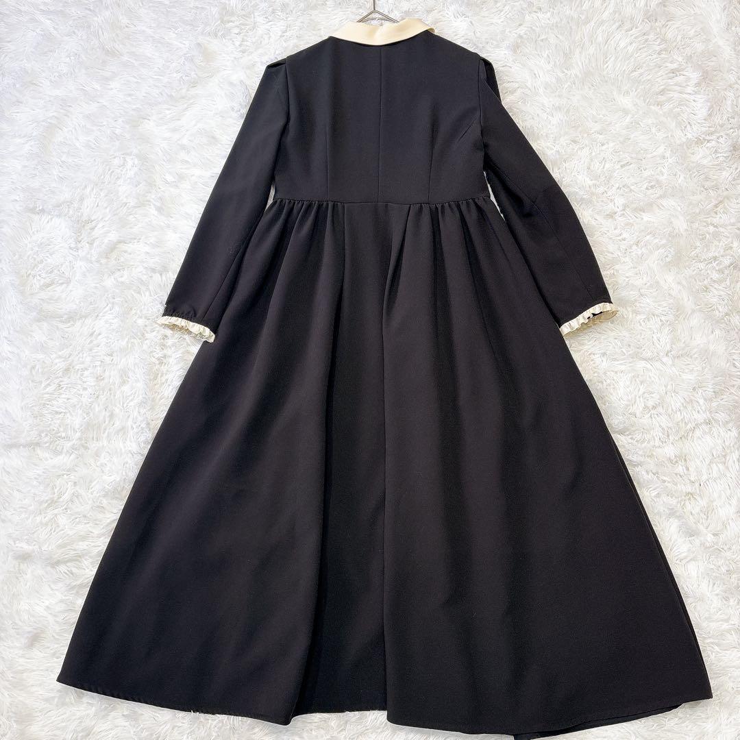 チェスティ バイカラー フリルワンピース S ロング 黒 生成り