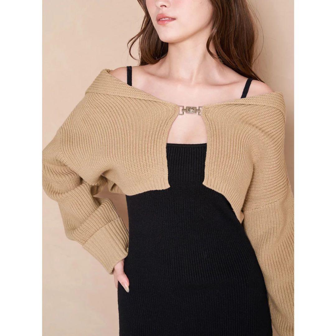 新品タグ付 ダーリッチ ボリュームオフショルアンサンブルミニワンピース F