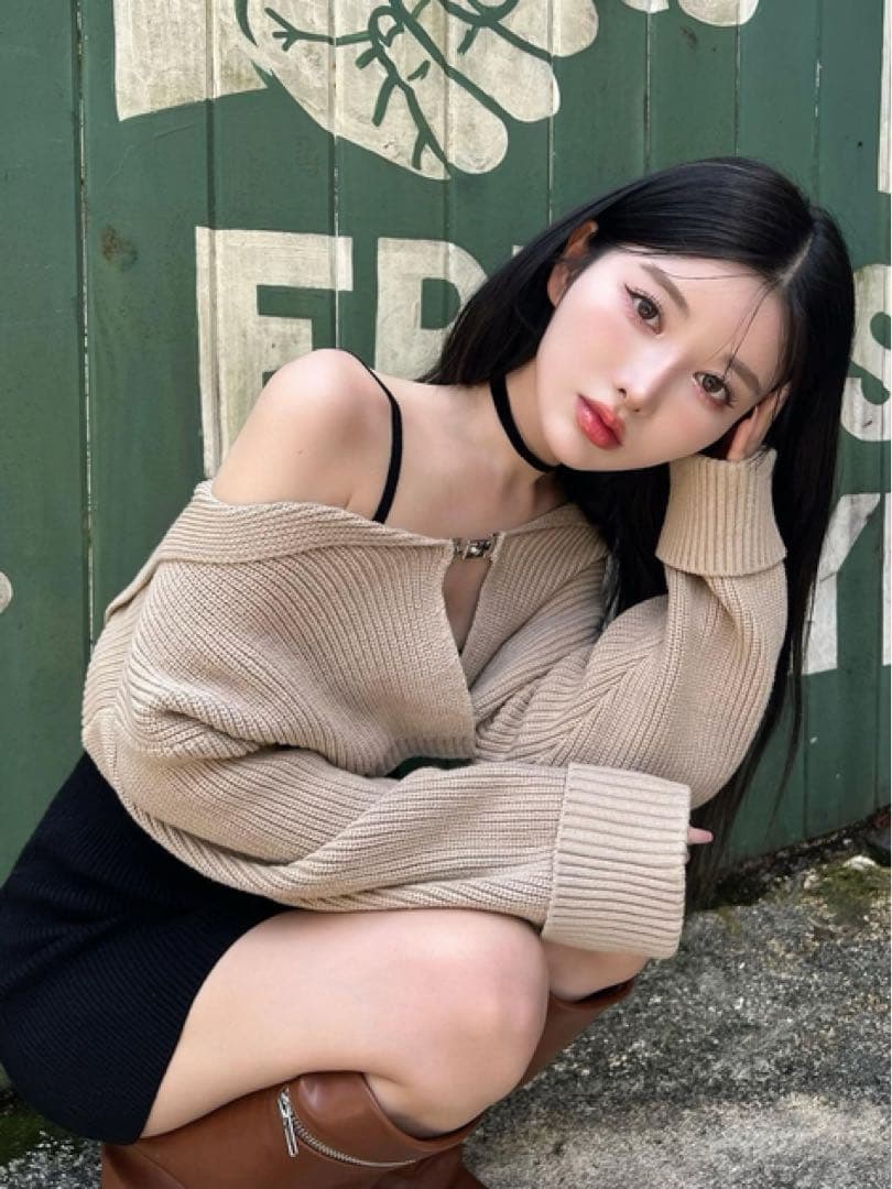 新品タグ付 ダーリッチ ボリュームオフショルアンサンブルミニワンピース F