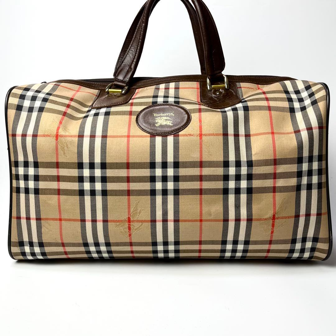 特大サイズ/鍵付き✨バーバリー ボストンバッグ ノバチェック ナイロン レザー