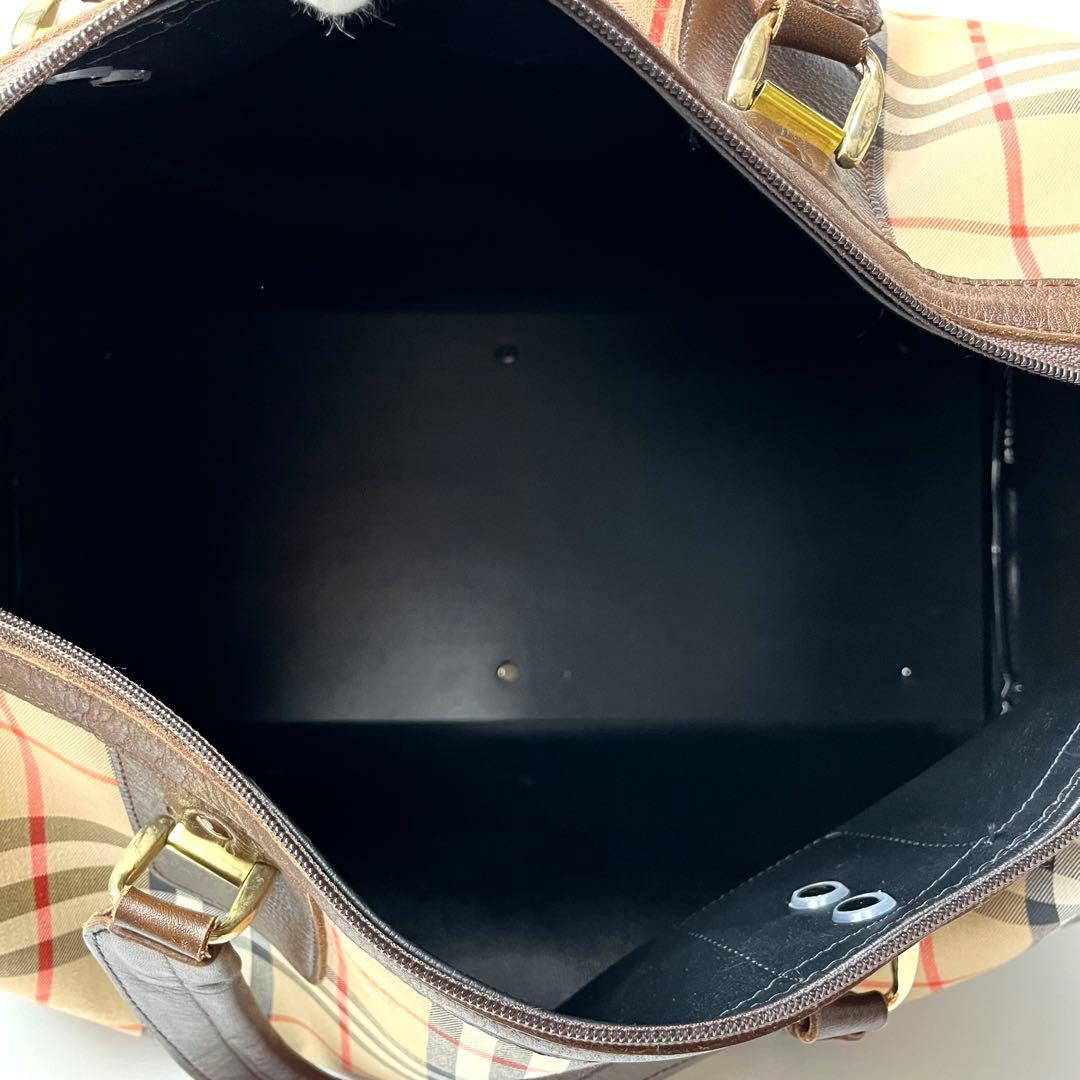 特大サイズ/鍵付き✨バーバリー ボストンバッグ ノバチェック ナイロン レザー