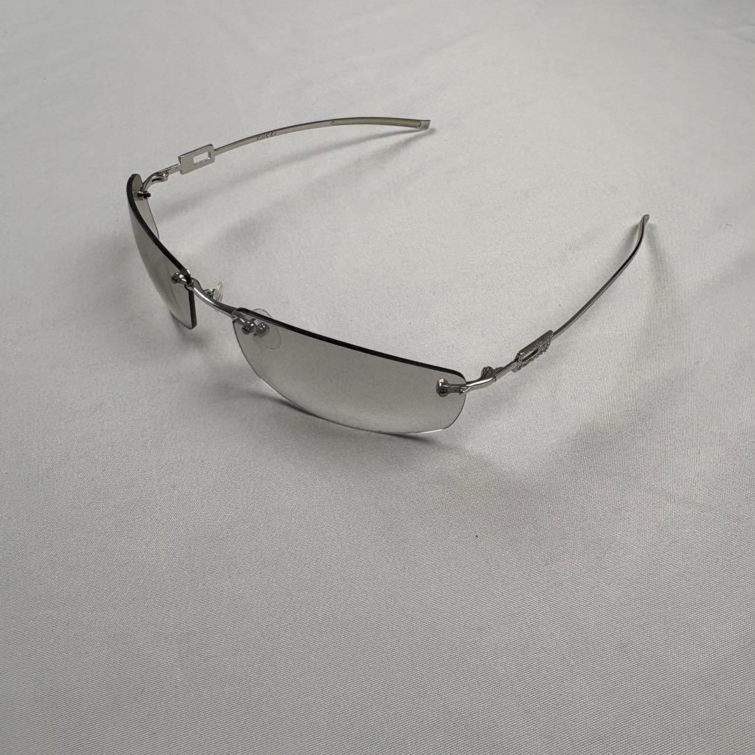 小物 GUCCI linestone rimless sunglasses