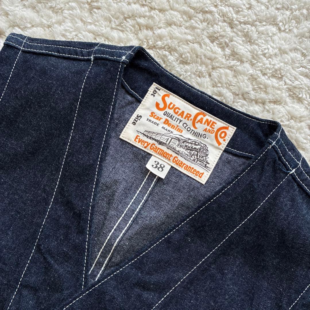 美品SC15702 BLUE DENIM WORK VEST 38 デニムベスト