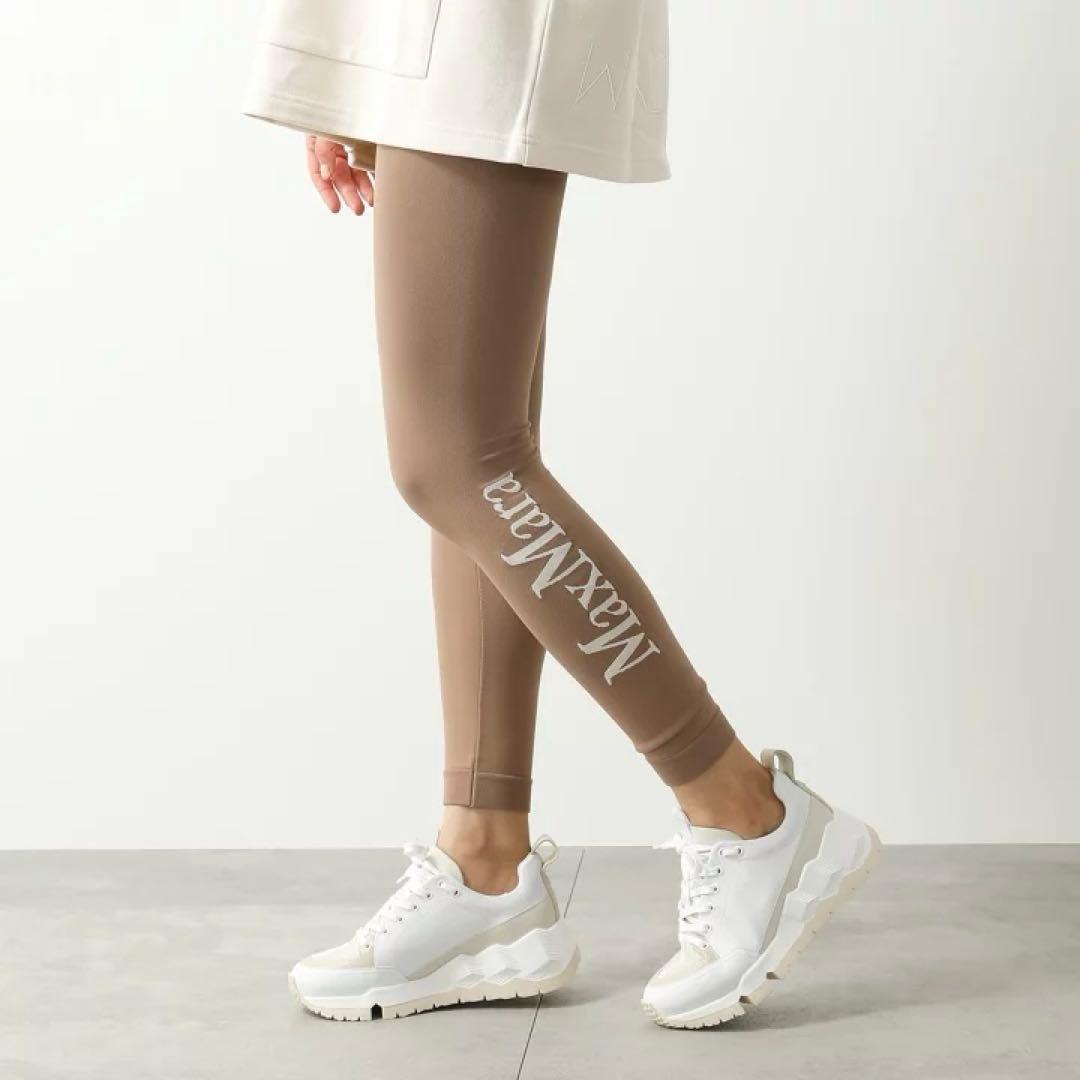 S Max Mara バジレア テクニカル ロゴ レギンス キャメル M