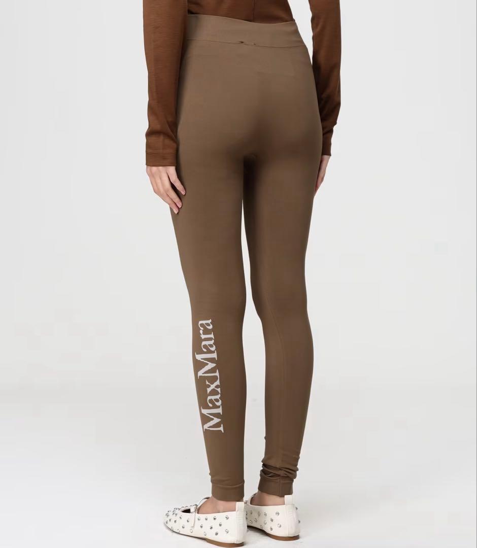 S Max Mara バジレア テクニカル ロゴ レギンス キャメル M