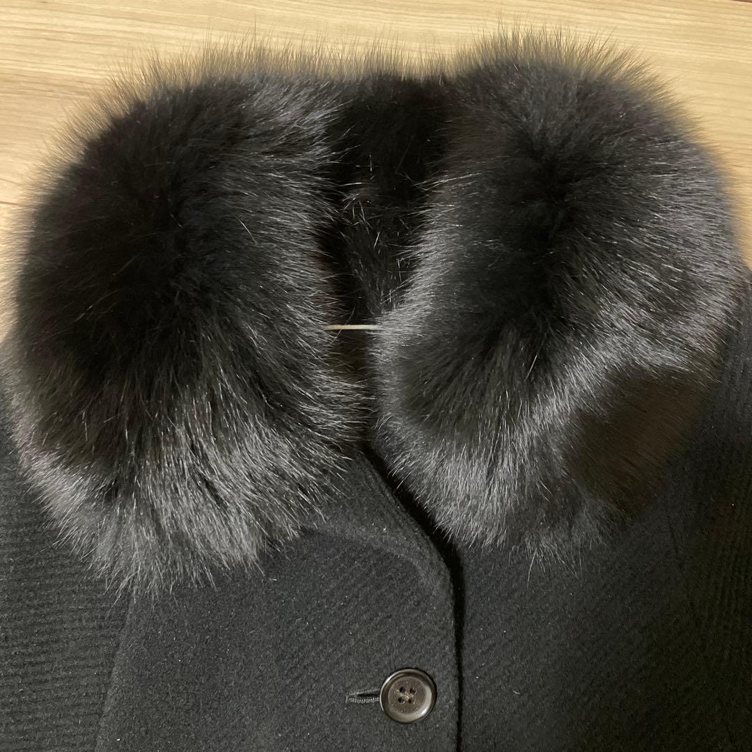 ホメオスタイル　ケープコート　ブルーフォックスファー　ポンチョ　ブラック