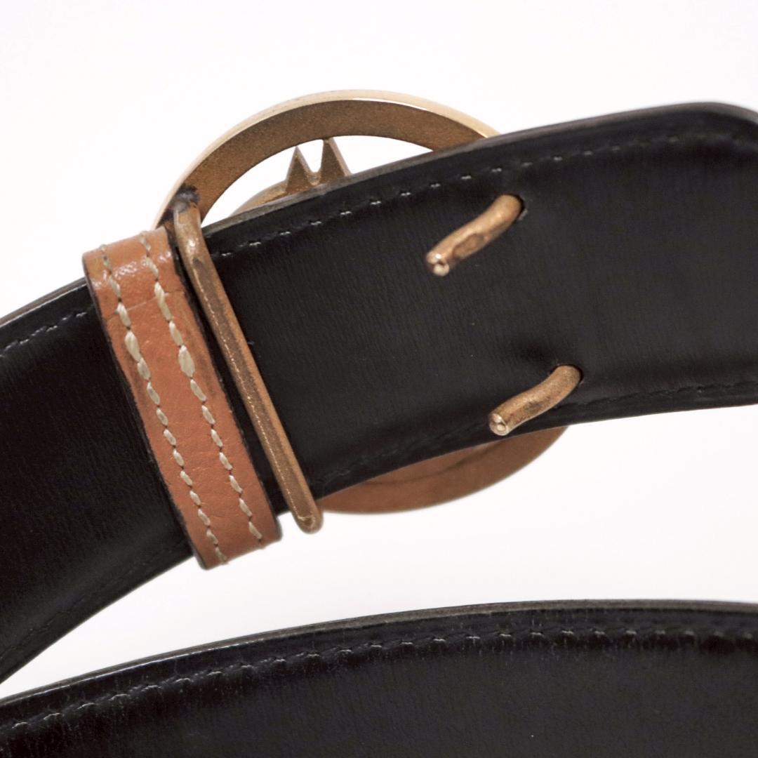 エルメス シュヴァル ベルト 75cm±4 幅3cm 茶黒 2枚革 箱付 917