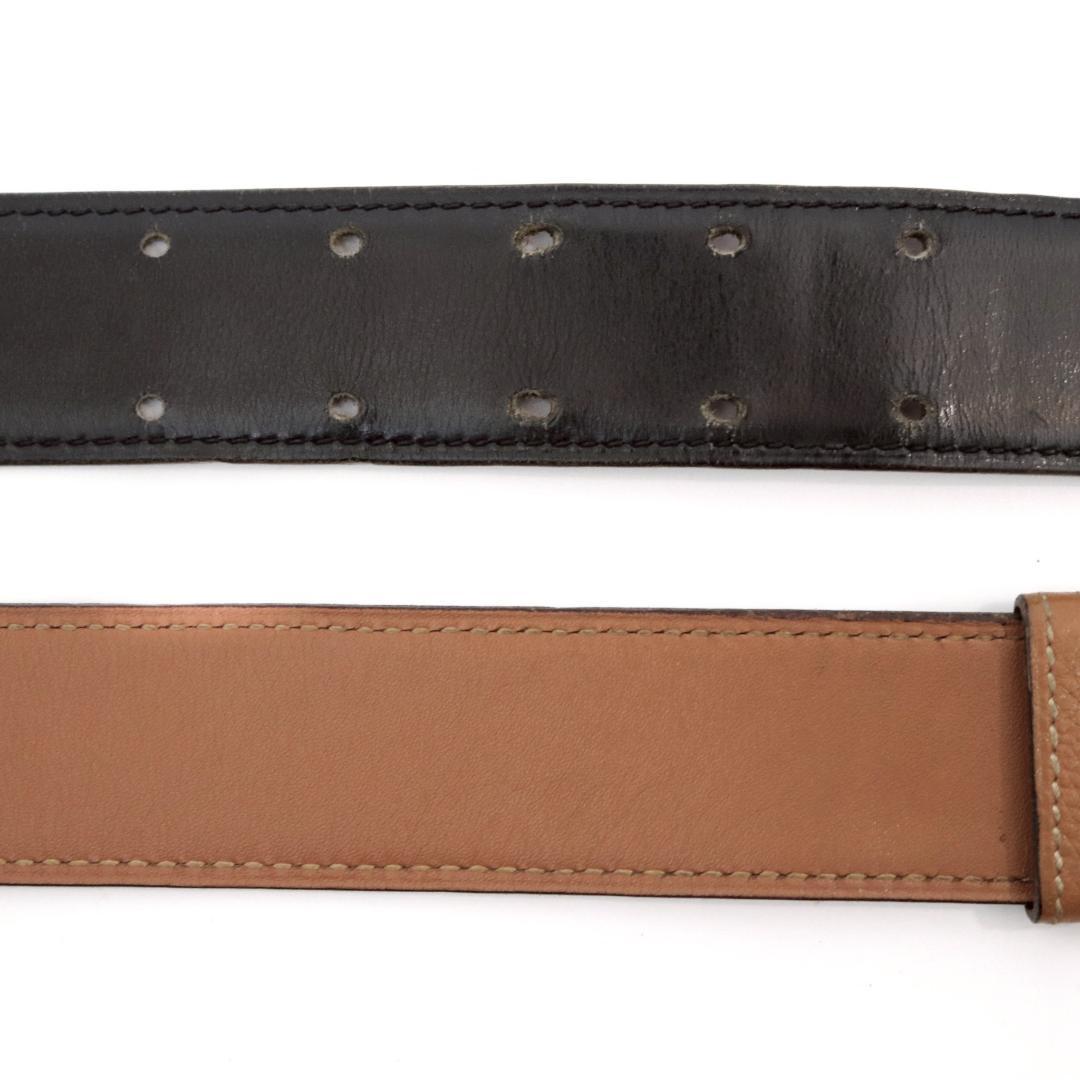 エルメス シュヴァル ベルト 75cm±4 幅3cm 茶黒 2枚革 箱付 917