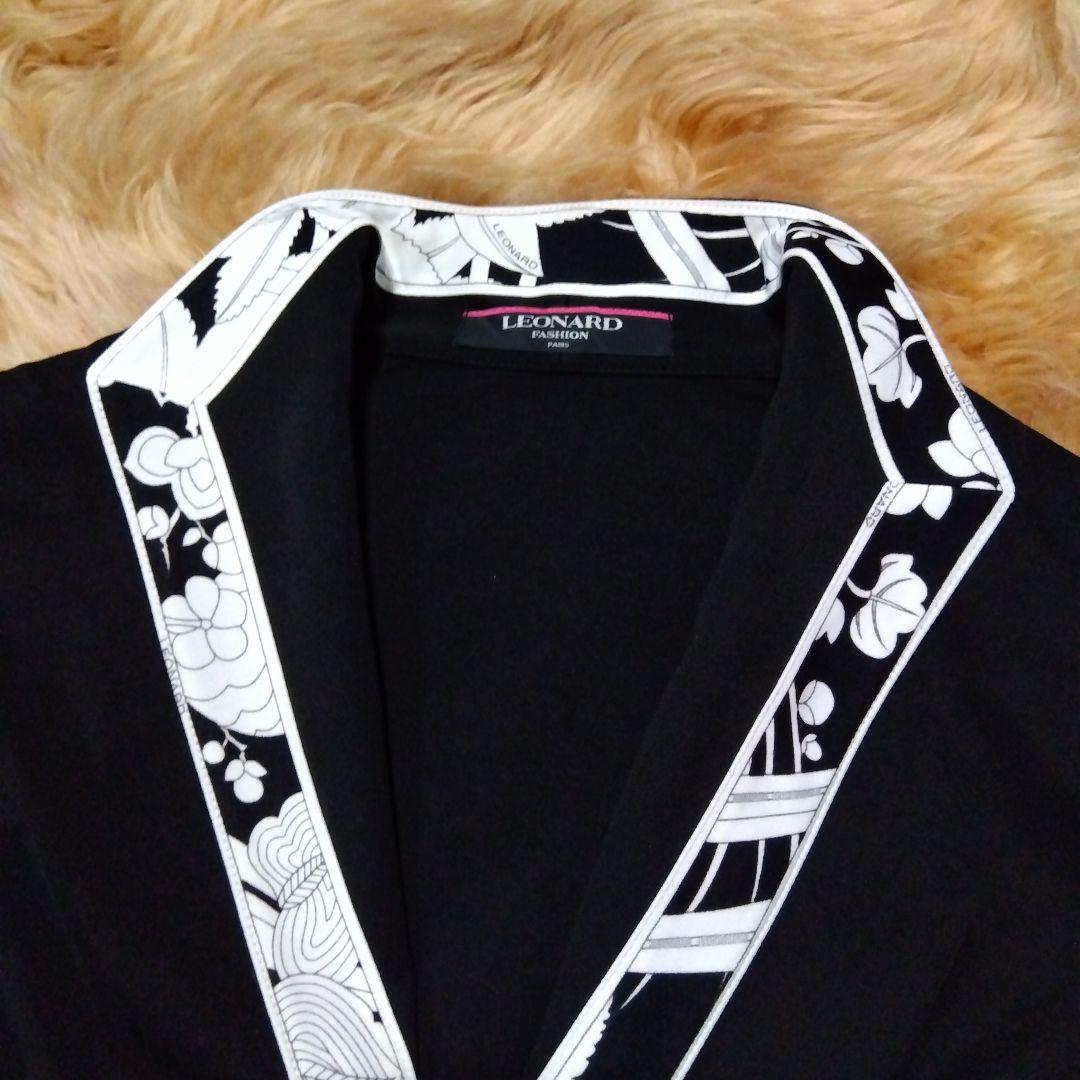 LEONARD テーラードジャケット ブラック/ホワイト　トリム