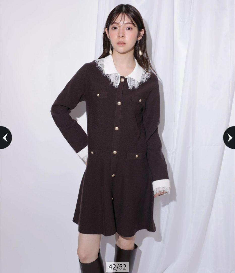 Rirandture レースカラーミニニットワンピース