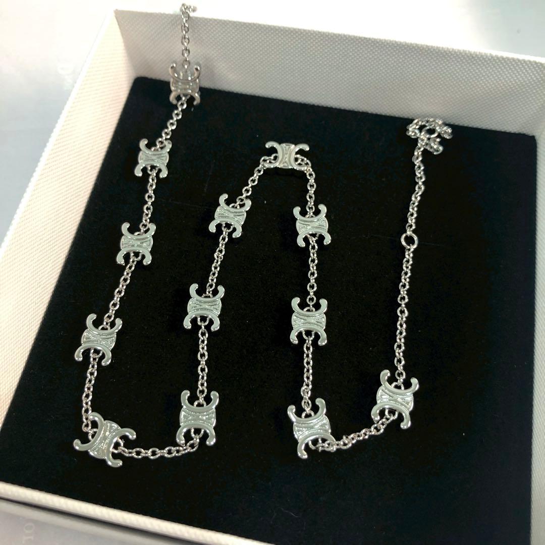 CELINE トリオンフ モチーフ チェーンネックレス シルバーカラー