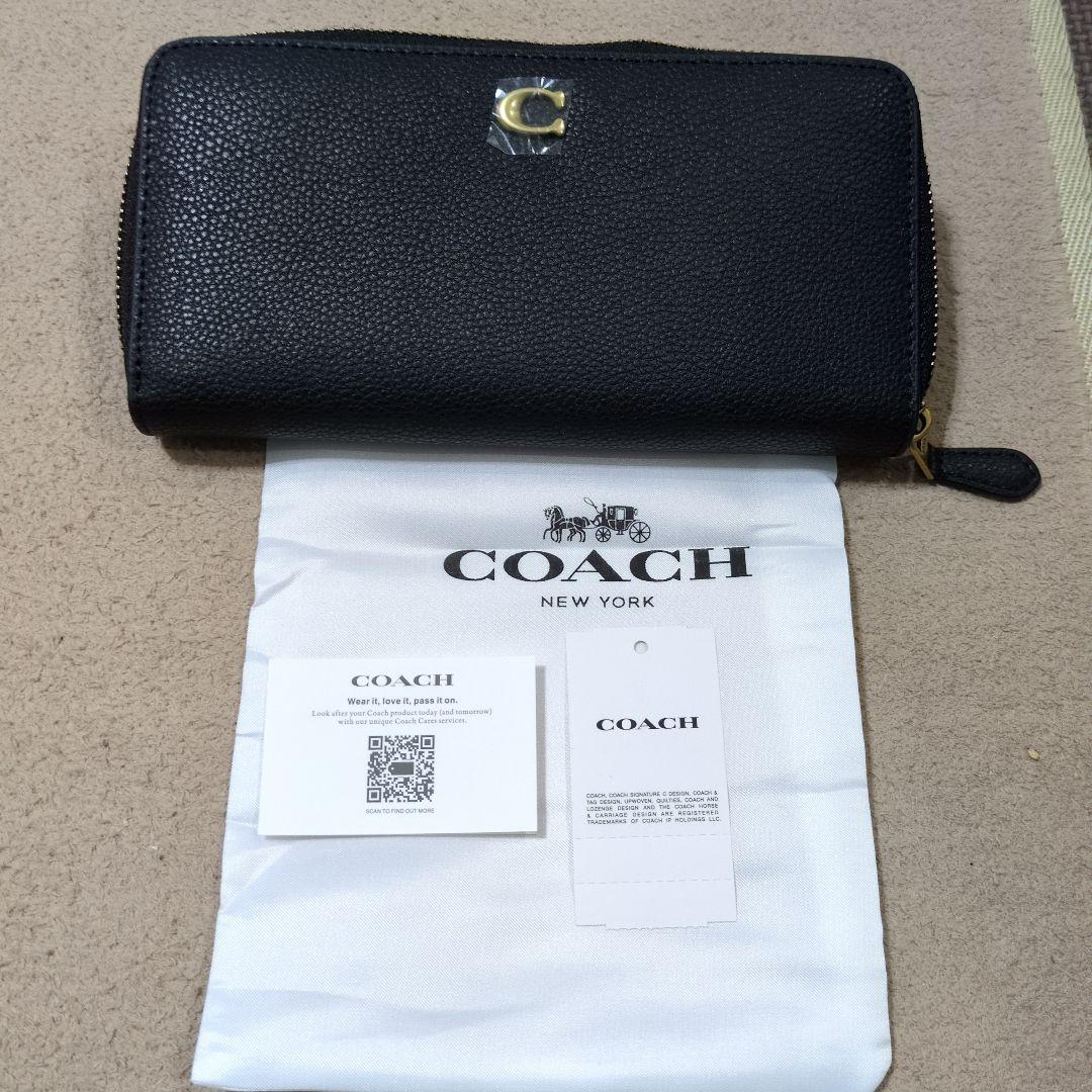 COACH長財布ラウンドファスナーロング ブラック 黒 レディース メンズ