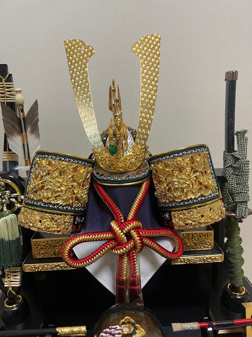 五月人形　兜　久月　オルゴール付き　ガラスケース　こどもの日