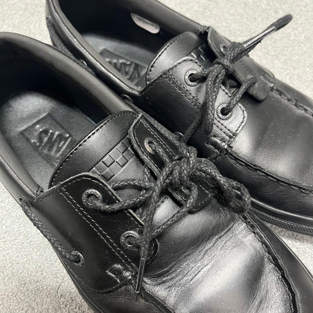 重厚レザーモカ2アイレットシルエットVANSV176CFブラック27cm