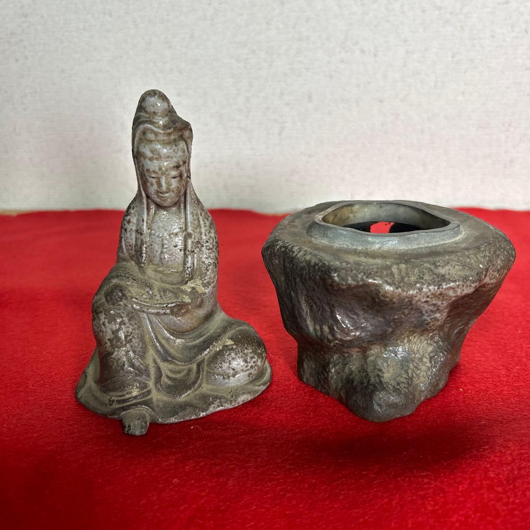 備前焼 名工　難波好陽 仏像　香炉❓貴重