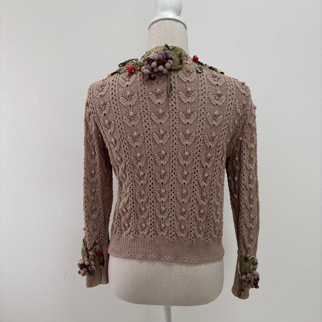 KANEKO ISAO（カネコイサオ）ブドウ刺繍 ニットカーディガン M相当