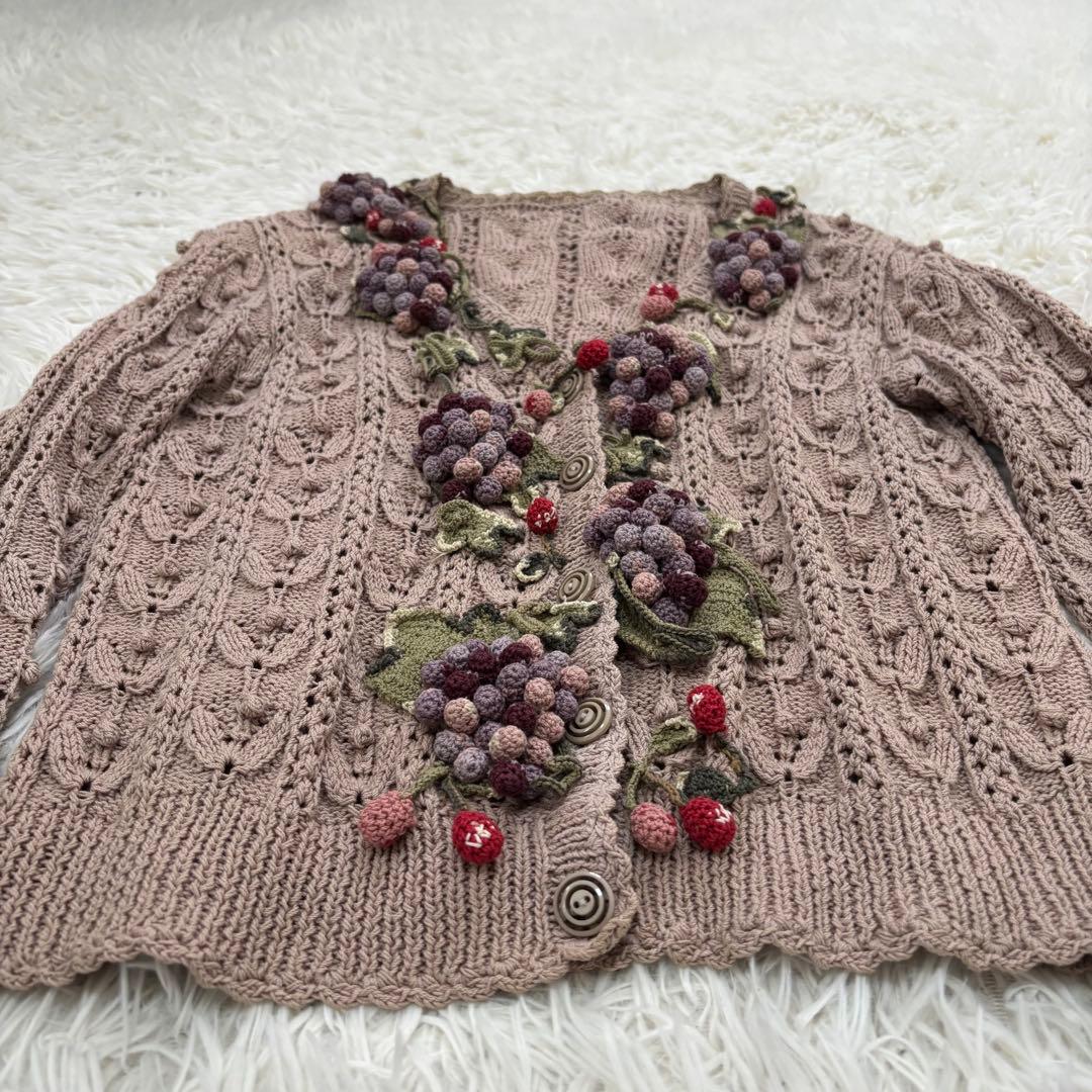 KANEKO ISAO（カネコイサオ）ブドウ刺繍 ニットカーディガン M相当