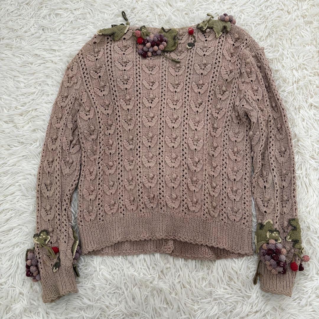 KANEKO ISAO（カネコイサオ）ブドウ刺繍 ニットカーディガン M相当