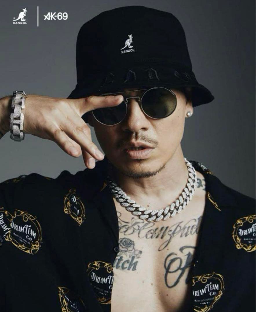 極美品 希少 限定 KANGOL x AK-69 バケットハット 刺繍 黒 L