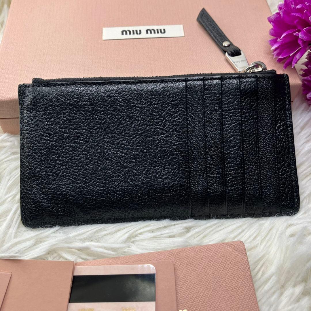 【極美品】miumiu フラグメントケース カード入れ リボン パール ブラック