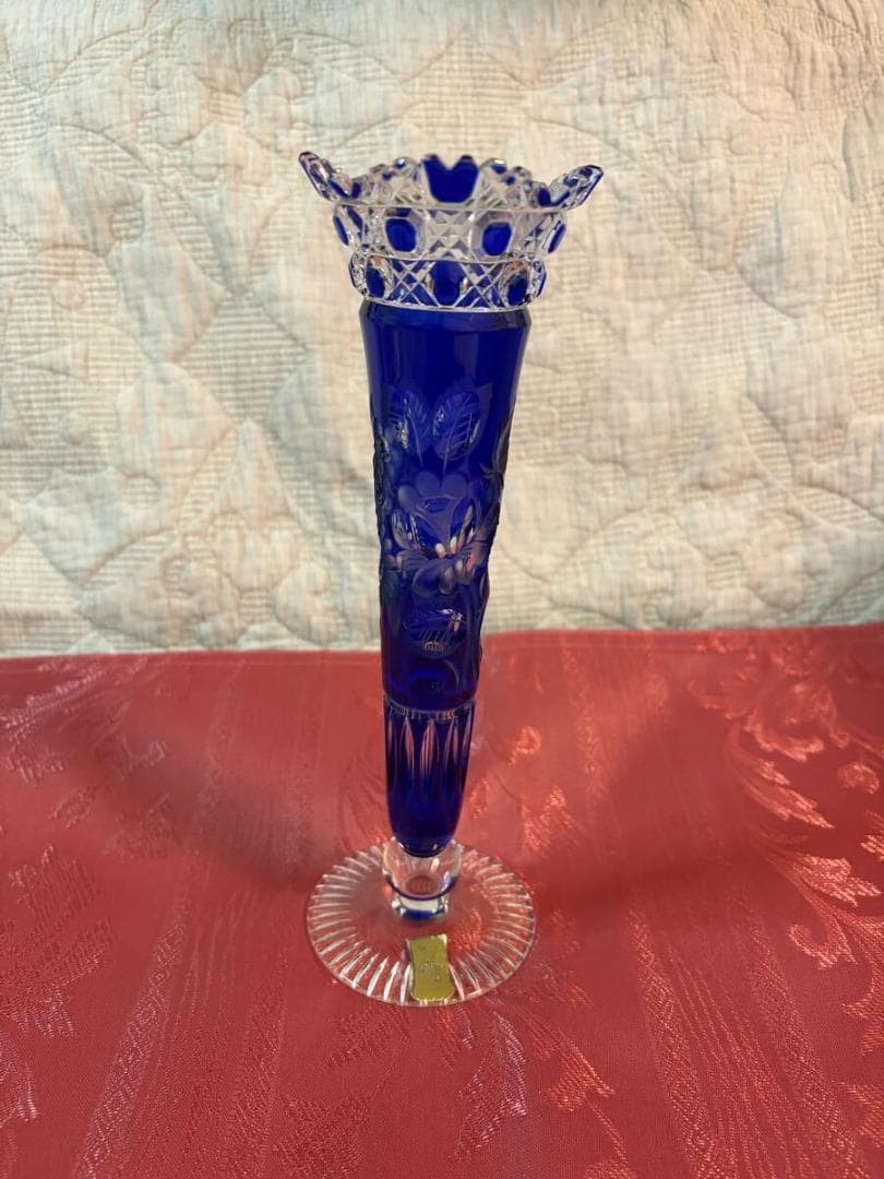 マイセンクリスタル　フラワー　一輪挿し　ブルーブーケ　フラワーベース　花瓶