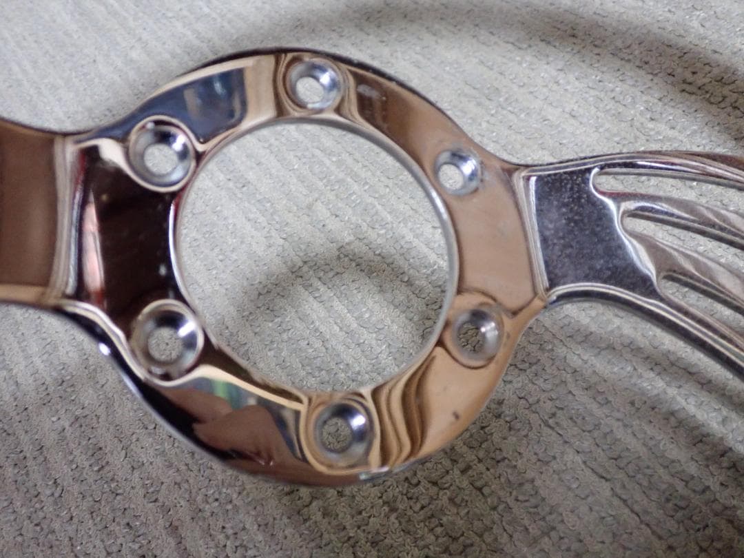 ★当時物★バタフライ　ビレット　ステアリング　ハンドル　ホワイト系　約360mm