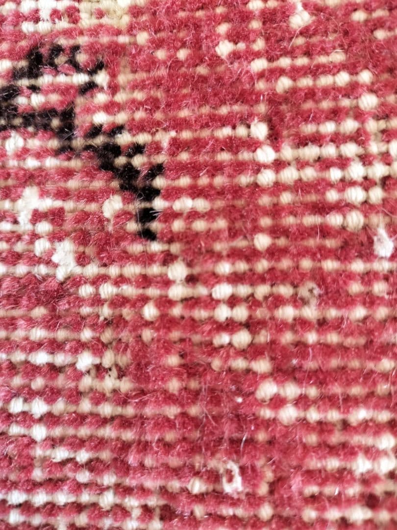 【ローズ】ローズレッドの上品シノワズリラグ　No.742