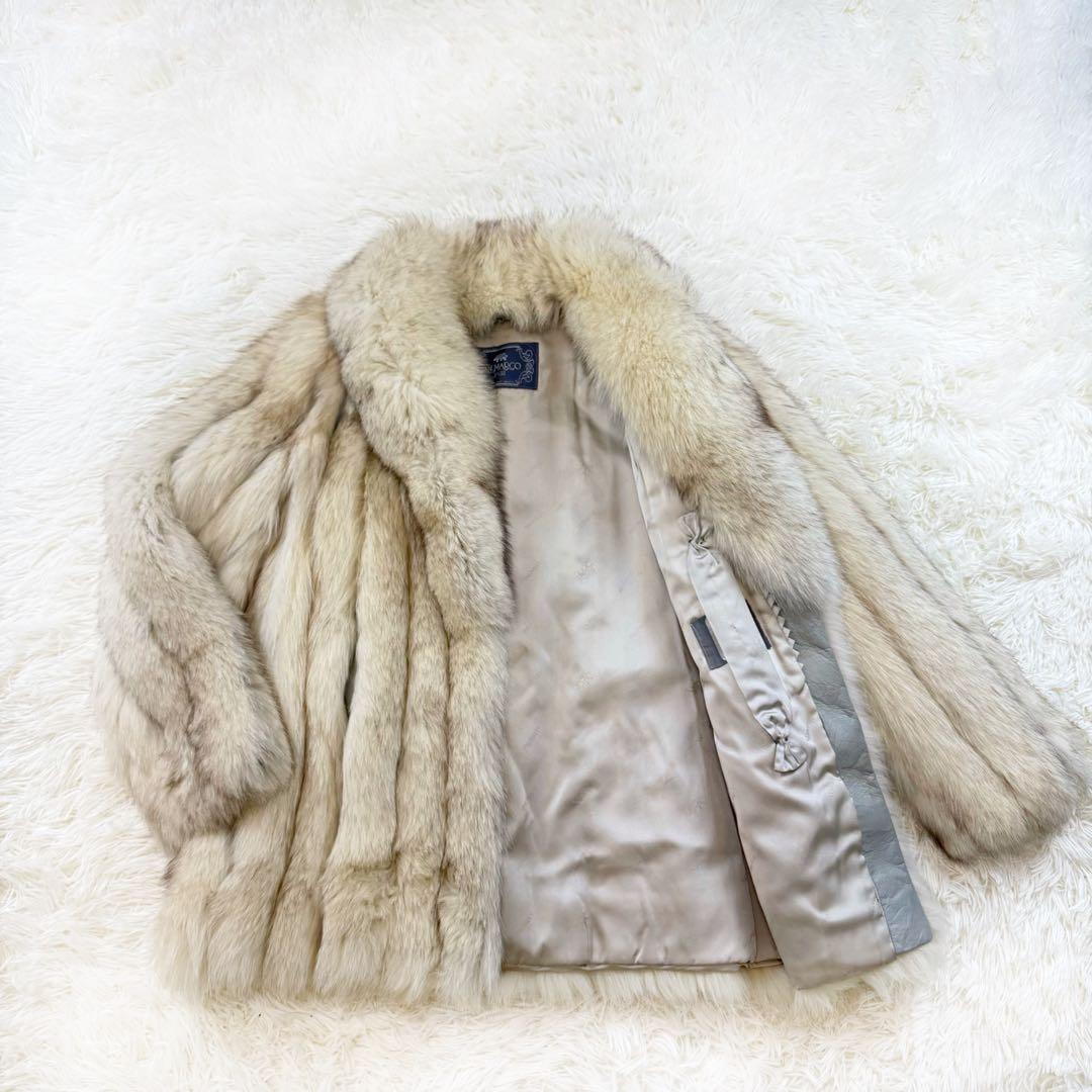 サガフォックス　ノーカラージャケット　コート　リアルファー　表記11