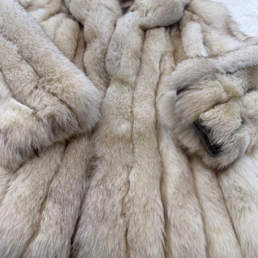 サガフォックス　ノーカラージャケット　コート　リアルファー　表記11