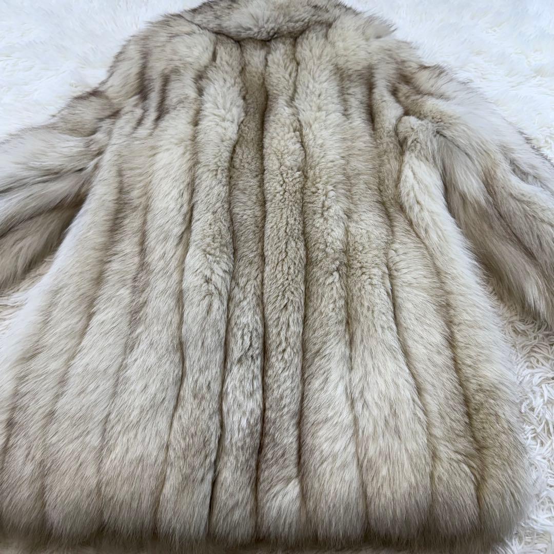 サガフォックス　ノーカラージャケット　コート　リアルファー　表記11