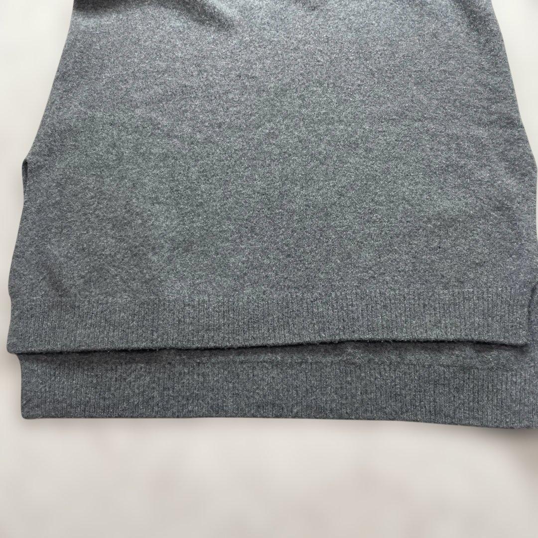 エンフォルド　ニットワンピース　タートルネック　カシミヤウール　スリット　グレー