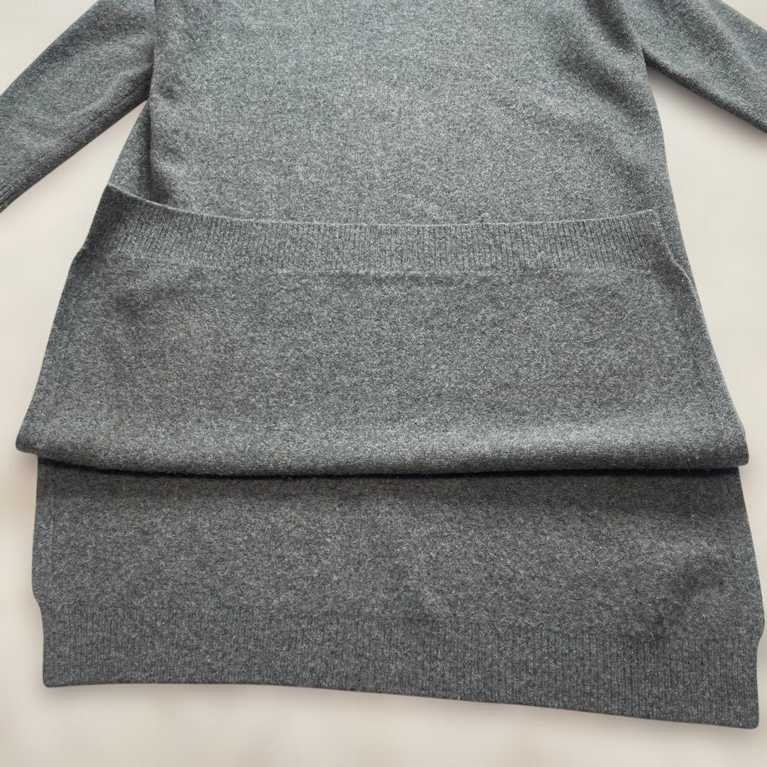 エンフォルド　ニットワンピース　タートルネック　カシミヤウール　スリット　グレー