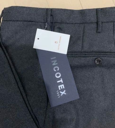 タグ付き美品♪INCOTEX48 フランネル35番ノープリーツ スラックス