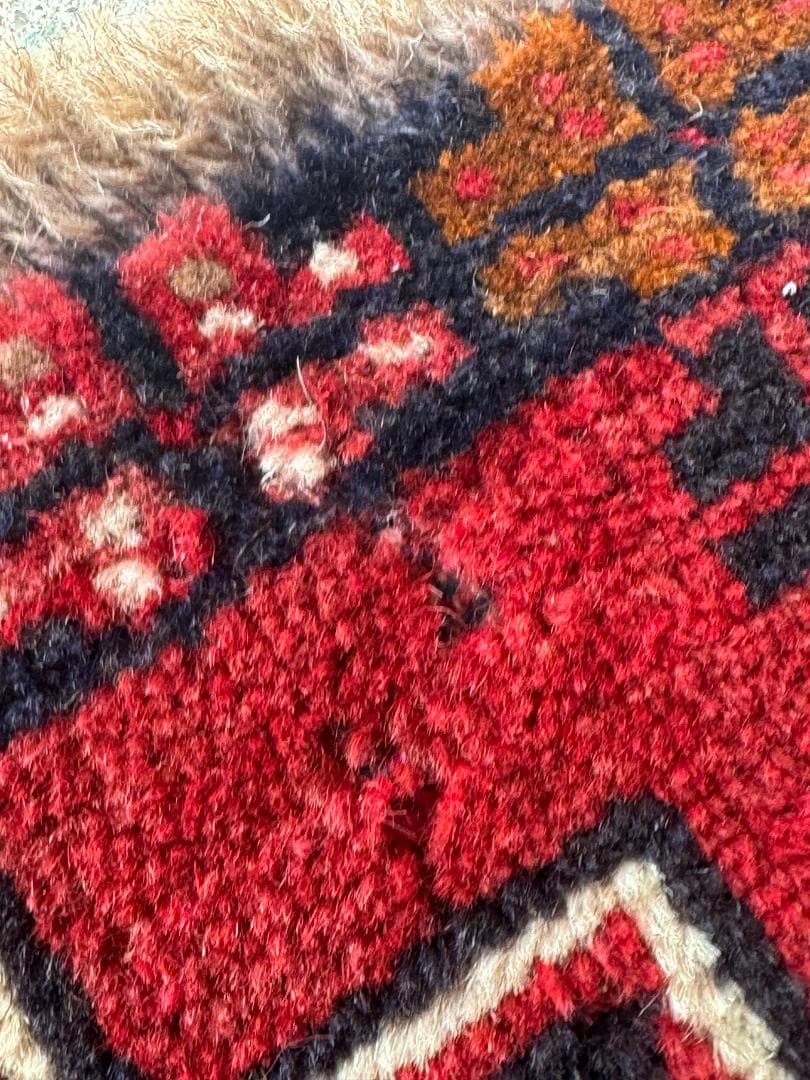 訳ありヴィンテージ　91×149cm　バルーチ族　トライバルラグ　手織り　ウール