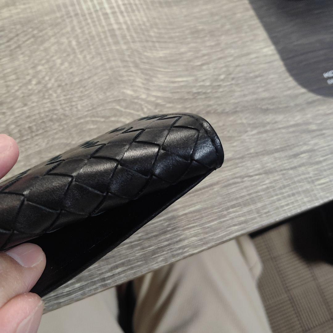 ブラックレザー名刺入れ 編み込みデザイン