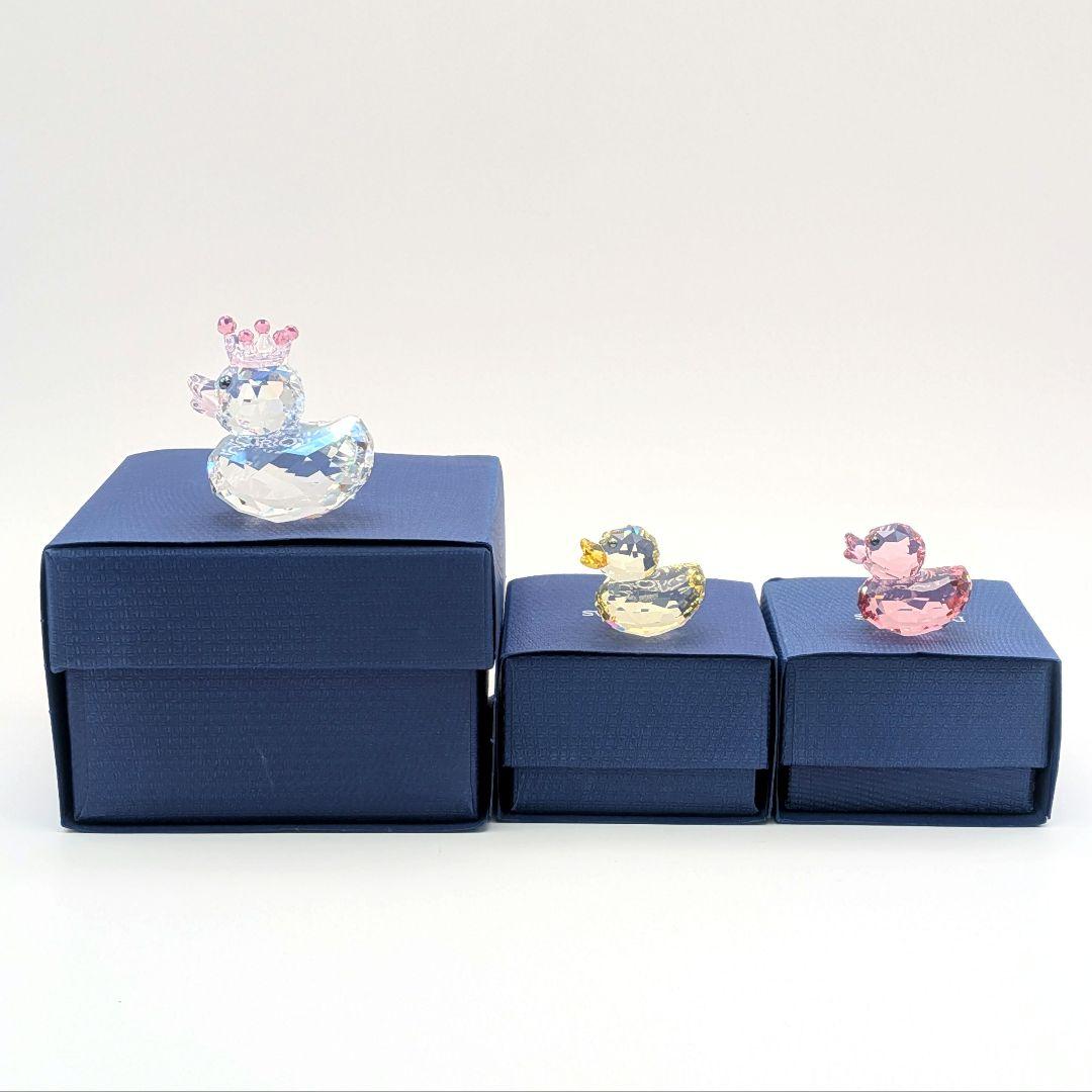 【S】 スワロフスキー あひる ダック クリスタル 置物 3個セット 箱付