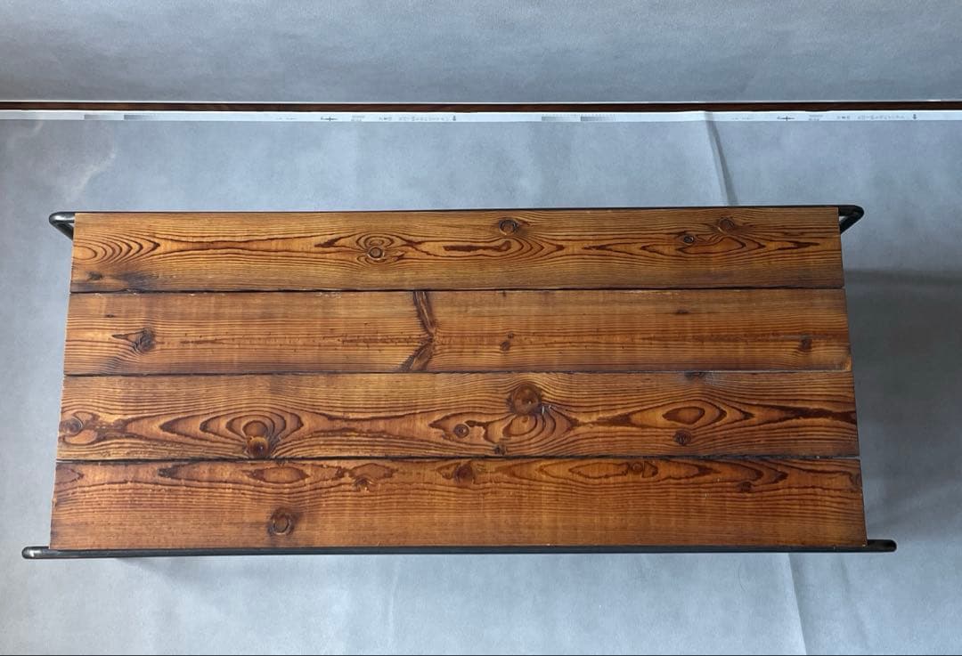 テーブル　ローボード　ヴィンテージ　スチール & ウッドトップ