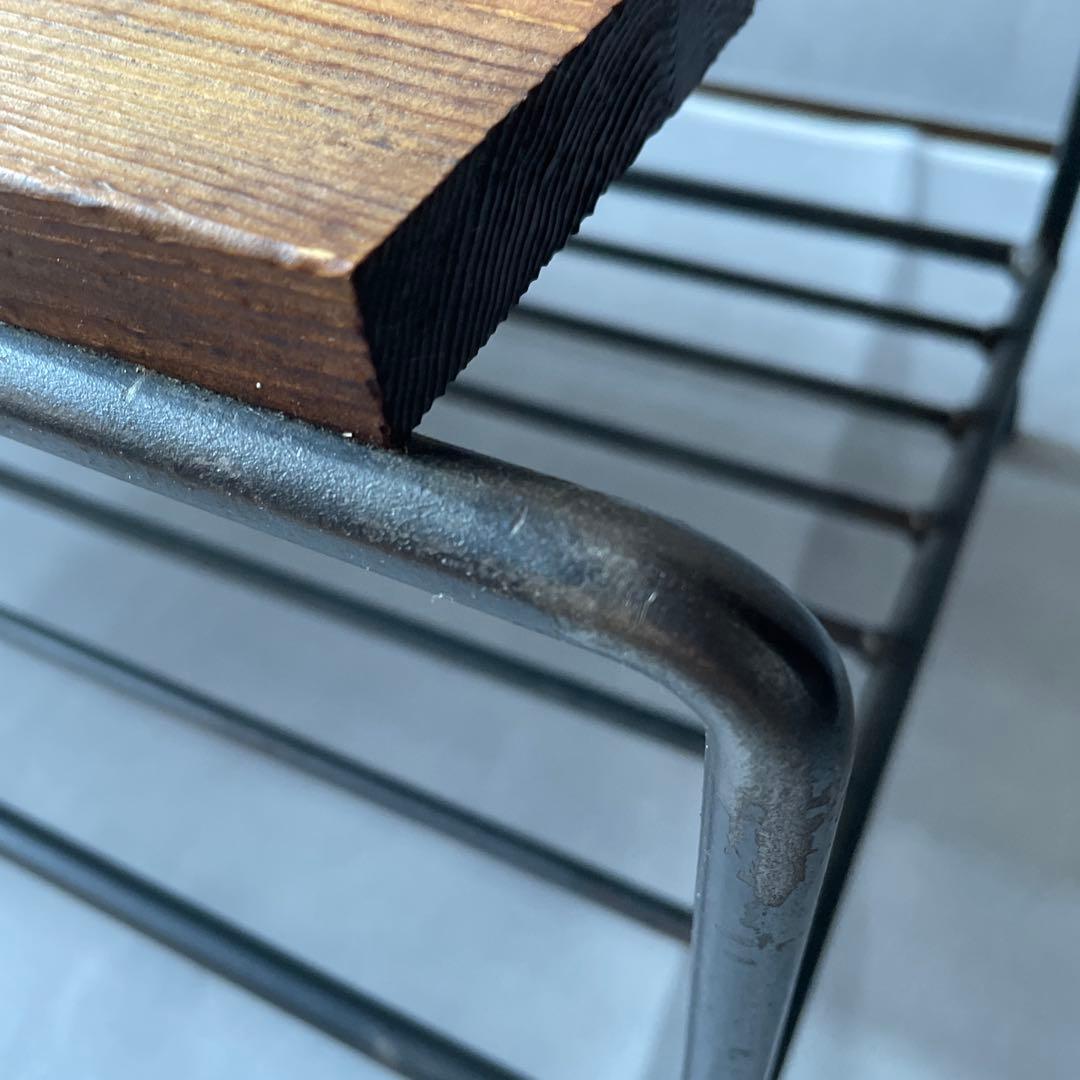 テーブル　ローボード　ヴィンテージ　スチール & ウッドトップ