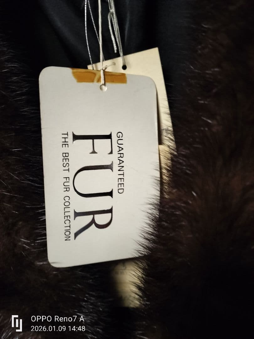 毛皮ファーコート L 黒